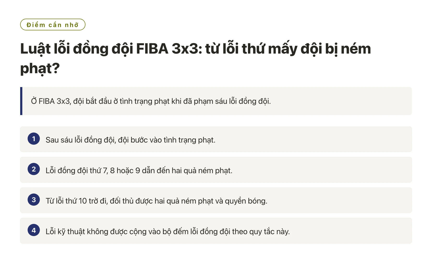 Luật lỗi đồng đội FIBA 3x3: từ lỗi thứ mấy đội bị ném phạt?——全文要点速览